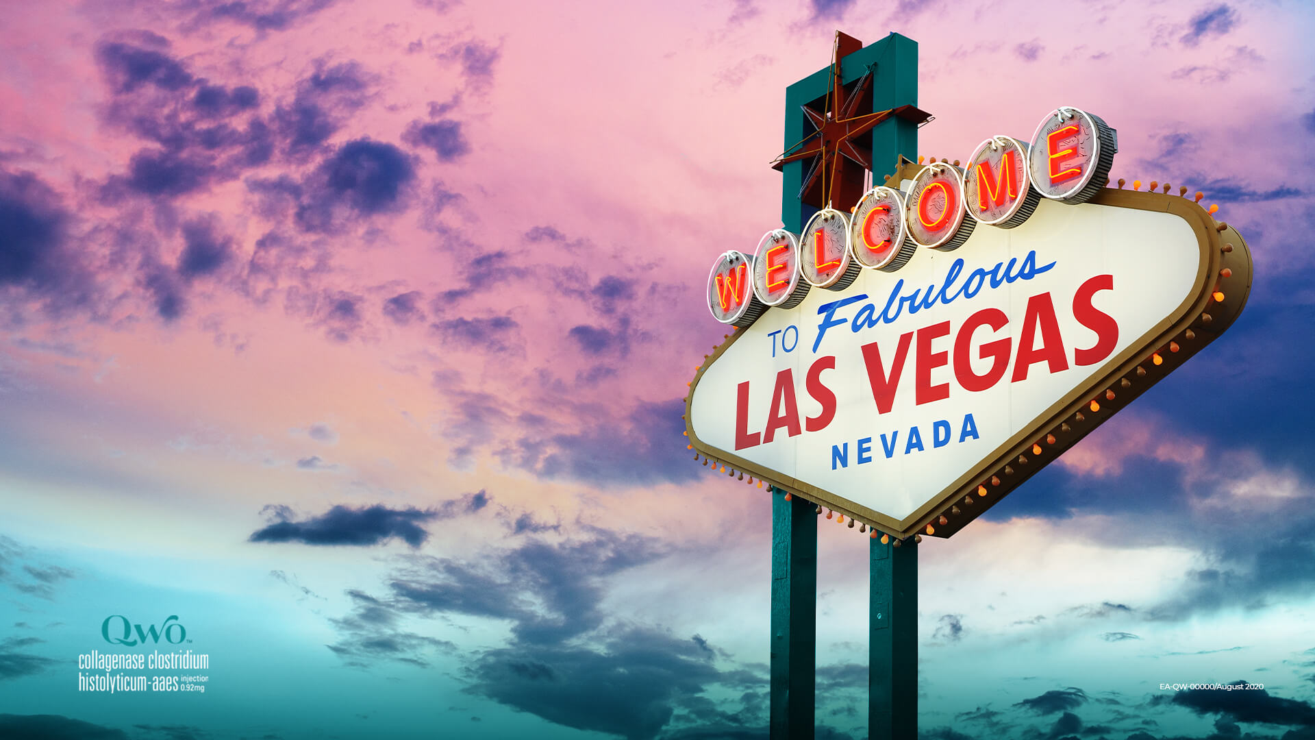 Welcome to Fabulous Las Vegas Nevada sign with QWO logo.